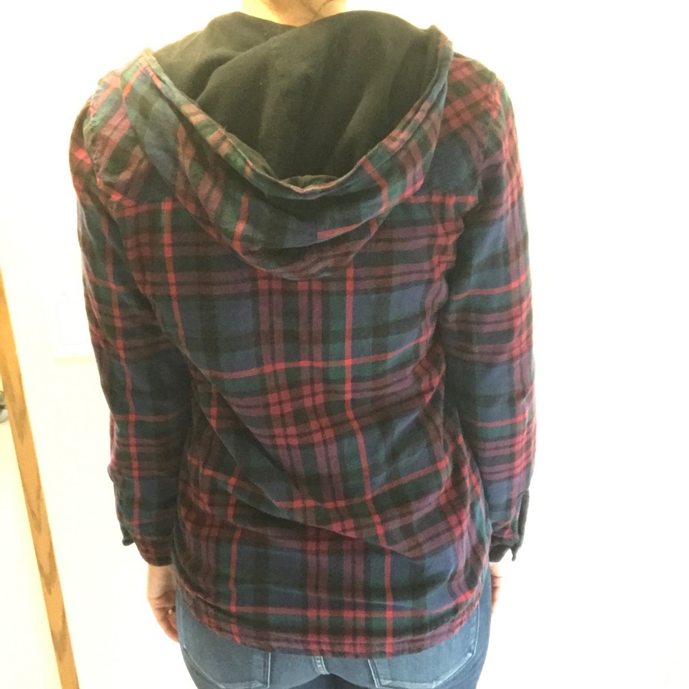 Button up flannel jacket with hood - Picture 3 of 6